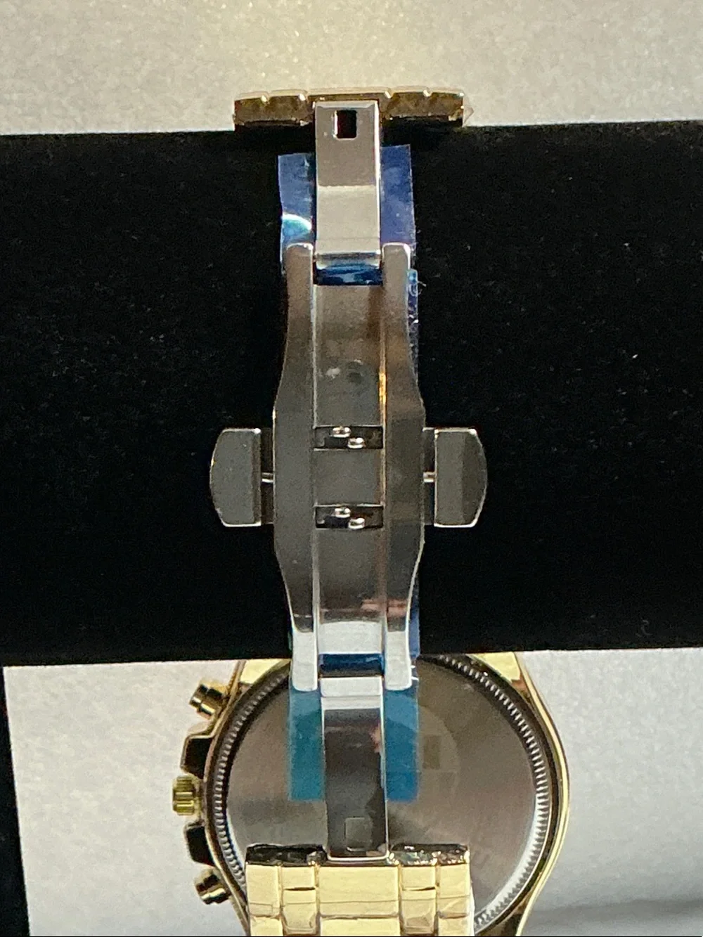 Gold Men's Chronograph Watch with Orange Dial